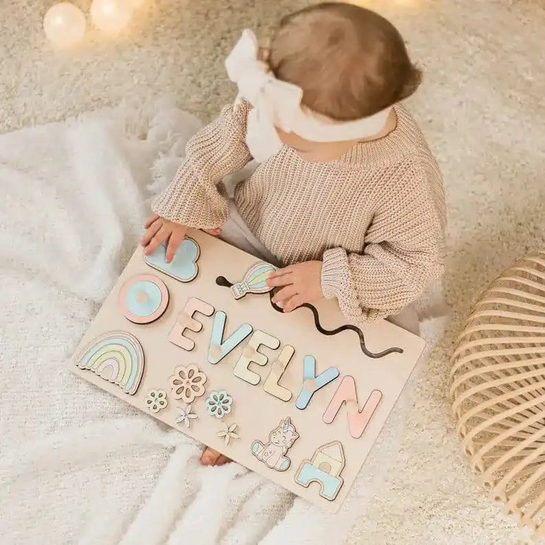 Puzzle Personnalisé avec Prénom en Bois – Cadeau Unique pour Enfant