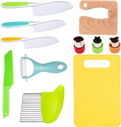 Ensemble de cuisine Montessori pour enfants (13 pièces) : pour cuisiner de manière ludique, sûre et facile !