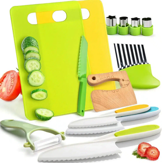 Ensemble de cuisine Montessori pour enfants (13 pièces) : pour cuisiner de manière ludique, sûre et facile !