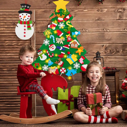 Sapin de Noël en feutrine – 95 cm – 26 décorations incluses + CADEAU
