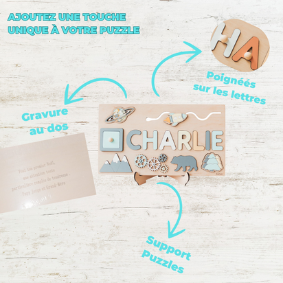 Puzzle Personnalisé avec Prénom en Bois – Cadeau Unique pour Enfant