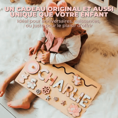Puzzle Personnalisé avec Prénom en Bois – Cadeau Unique pour Enfant