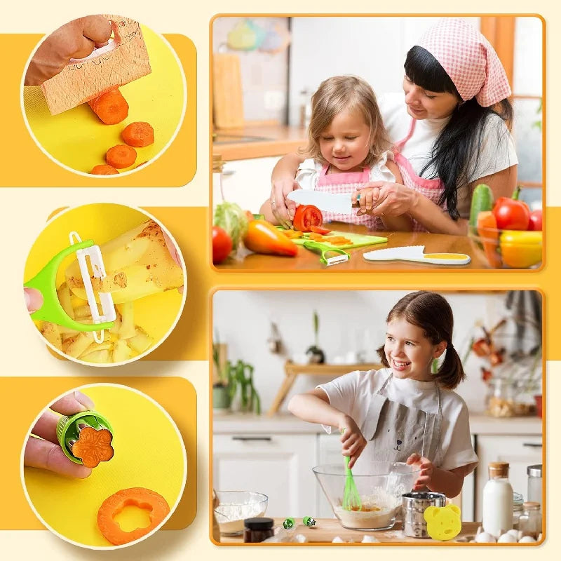 Ensemble de cuisine Montessori pour enfants (13 pièces) : pour cuisiner de manière ludique, sûre et facile !
