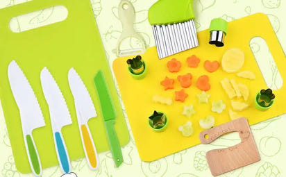 Ensemble de cuisine Montessori pour enfants (13 pièces) : pour cuisiner de manière ludique, sûre et facile !