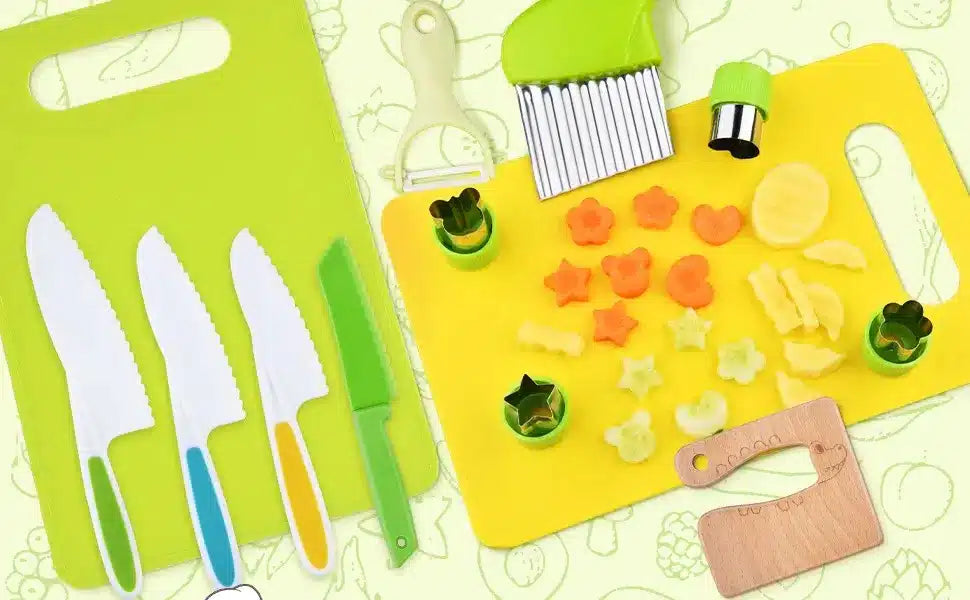 Ensemble de cuisine Montessori pour enfants (13 pièces) : pour cuisiner de manière ludique, sûre et facile !