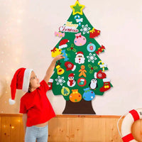 Sapin de Noël en feutrine – 95 cm – 26 décorations incluses + CADEAU